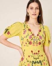 Delia Embroidered Tea Dress , Yellow (YELLOW), large