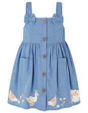 Baby Duck Denim Pinafore Set, Blue (BLUE), large