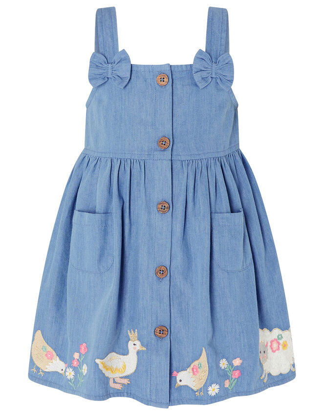 Baby Duck Denim Pinafore Set, Blue (BLUE), large