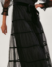 Shayla Spot Tiered Dress, Black (BLACK), large