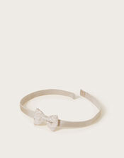 Baby Bow Jacquard Booties and Headband Set, Gold (GOLD), large