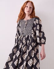 East Kaira Cotton Midi Dress, Black (BLACK WHITE), large