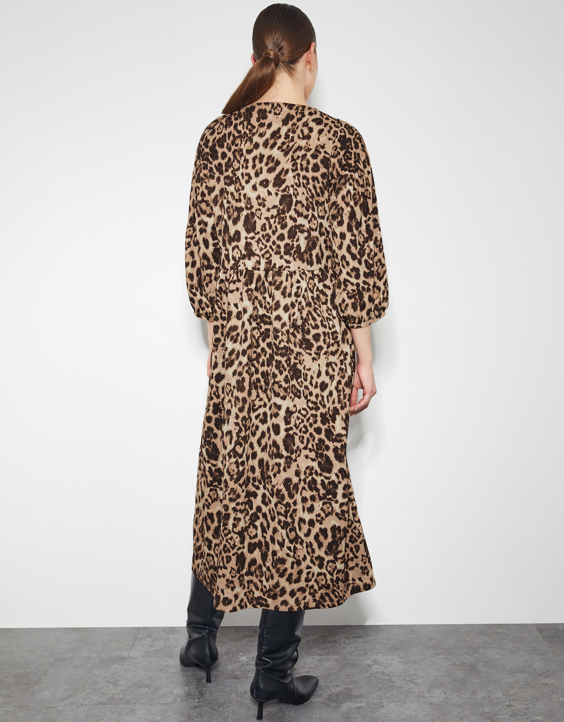 Archie Tie Front Leopard Print Midi Dress Brown Midi Dresses Monsoon UK