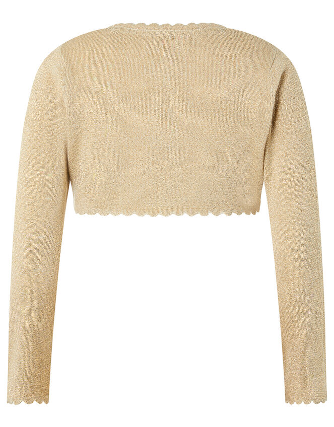 Niamh Sparkle Knitted Cardigan with Crystal Button, Gold (GOLD), large