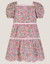 Baby Broderie Floral Puff-Sleeve Dress, Pink (PINK), large