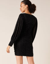 Sophie Spot Stretch Ruched Dress, Black (BLACK), large