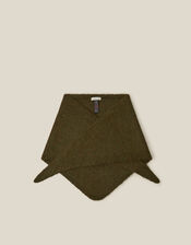 Taya Knitted Triangle Scarf, Green (KHAKI), large