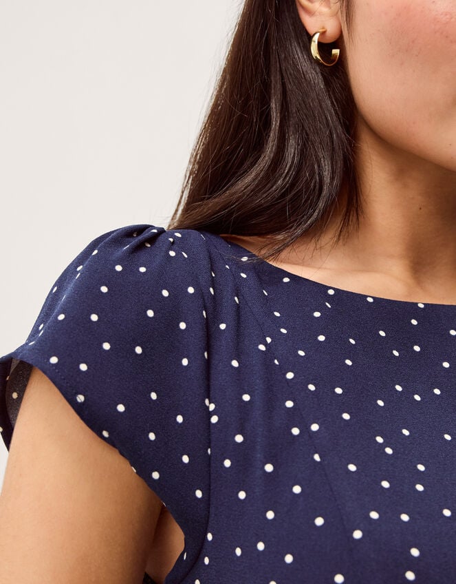 Caitie Polka Dot Midi Dress, Blue (NAVY), large