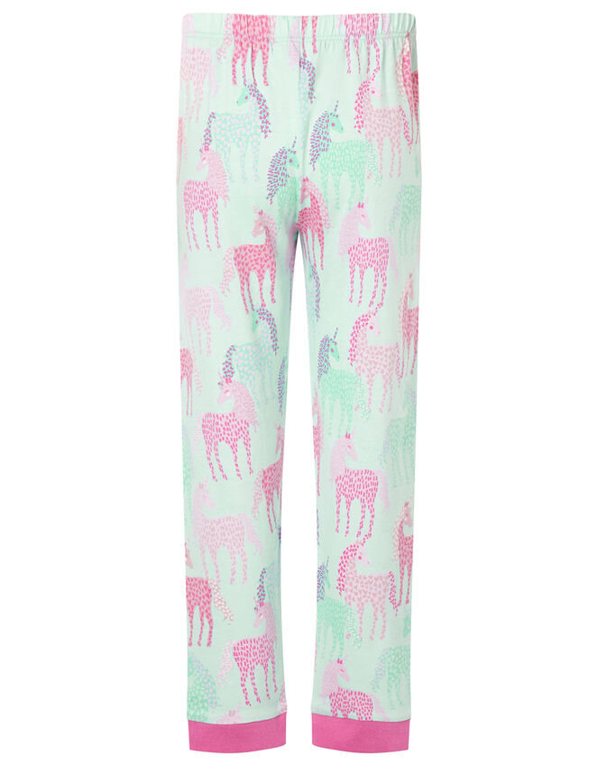 Unicorn Jersey PJ Set in Organic Cotton, Blue (AQUA), large