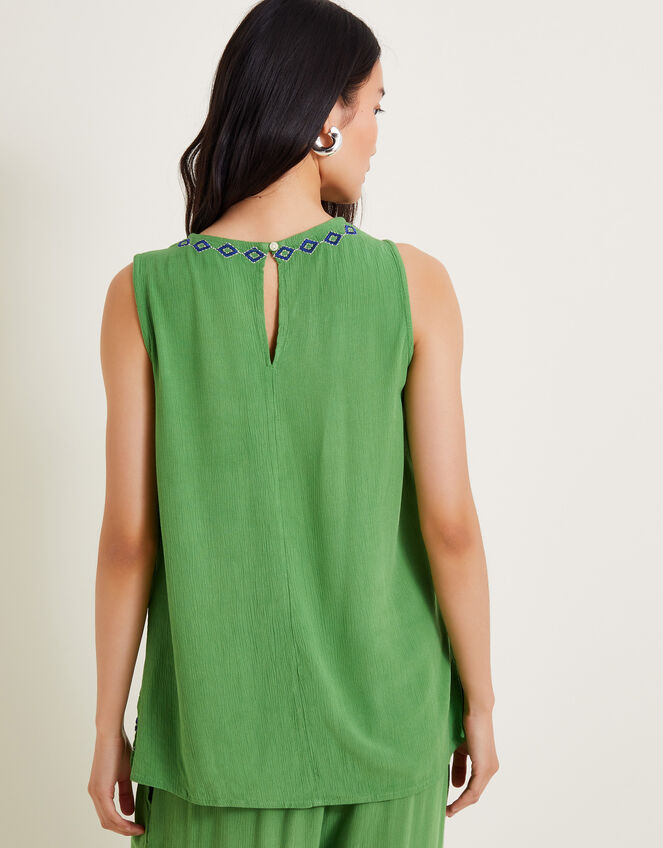 Saffron Embroidered Tank Top, Green (GREEN), large