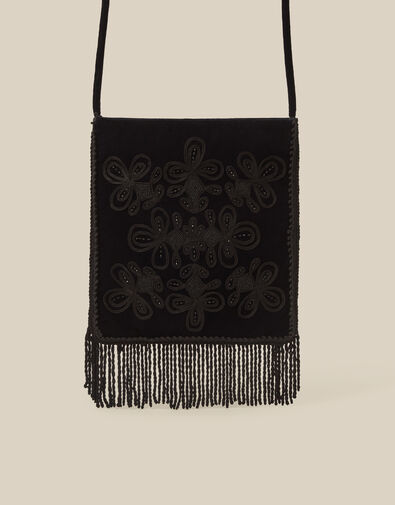 Dori Embroidered Fringe Crossbody Bag, , large