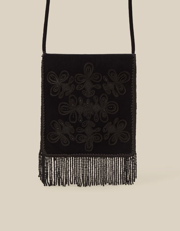 Dori Embroidered Fringe Crossbody Bag, , large