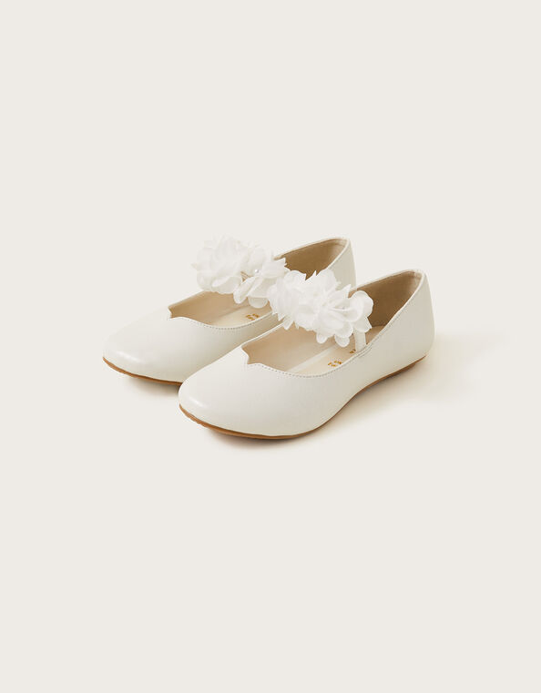 Corsage Ballet Flats, Ivory (IVORY), large