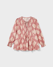 East Kaira Abstract Pintuck Top, Pink (BLUSH), large