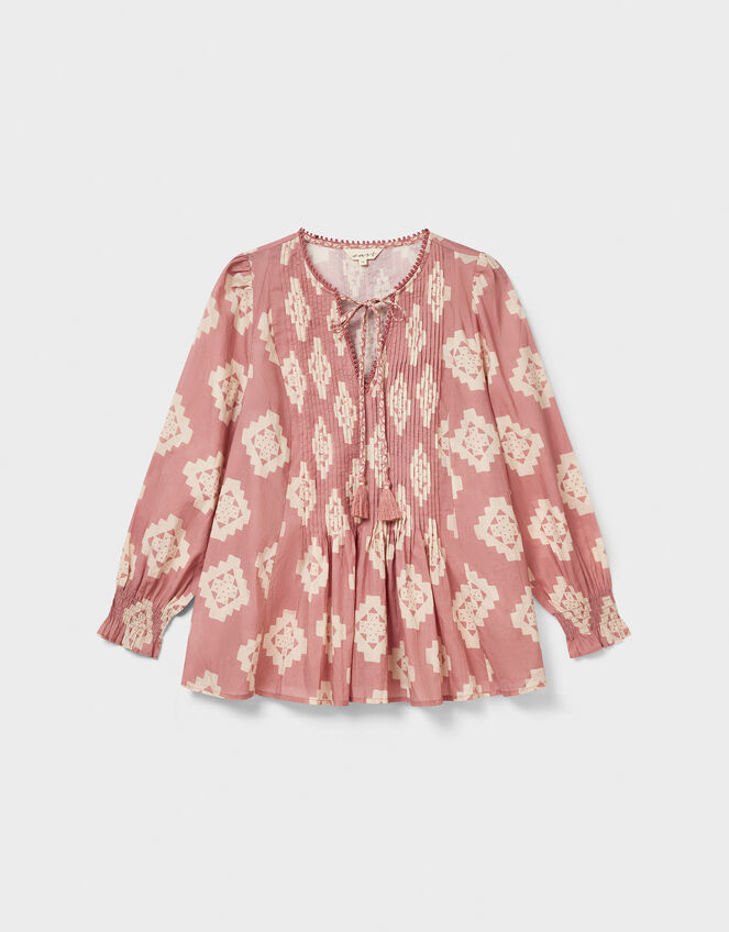East Kaira Abstract Pintuck Top, Pink (BLUSH), large
