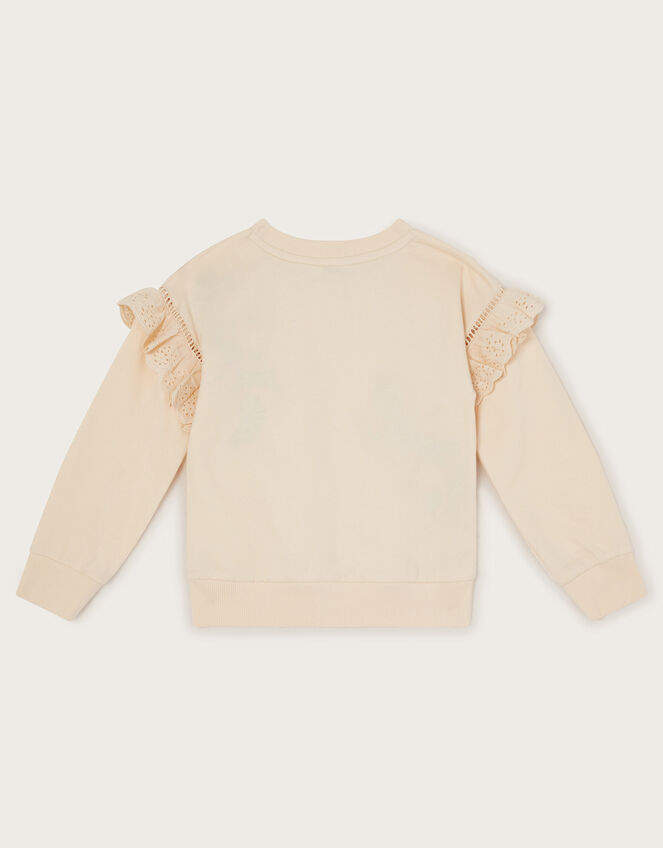Floral Embroidered Ruffle Jumper, Ivory (IVORY), large