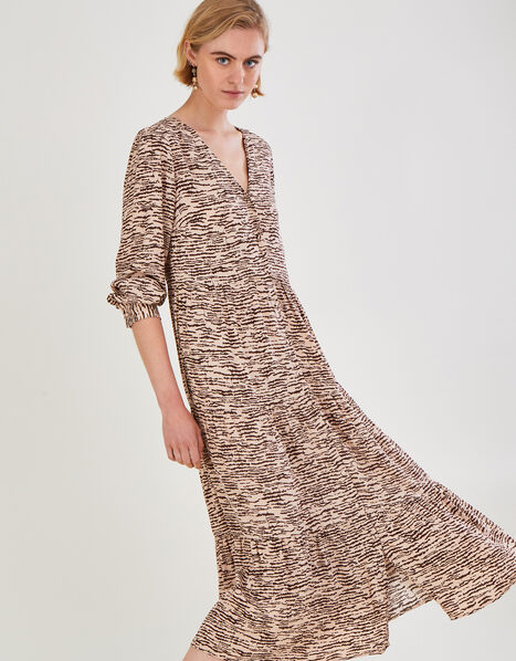 Alina Animal Print Dress with LENZING™ ECOVERO™  Natural, Natural (NATURAL), large