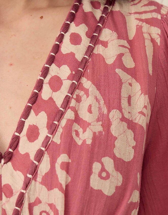 East Kris Hand-Batik Floral Print V-Neck Maxi Dress, Pink (DUSKY PINK), large