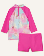Unicorn Print Sunsafe Swim Set , Blue (TURQUOISE), large