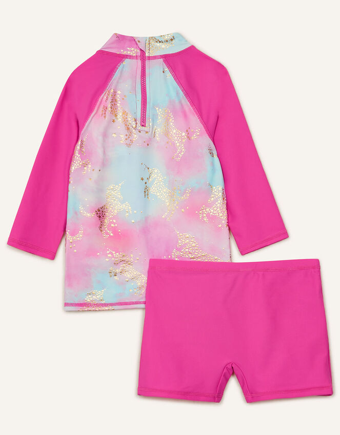 Unicorn Print Sunsafe Swim Set , Blue (TURQUOISE), large