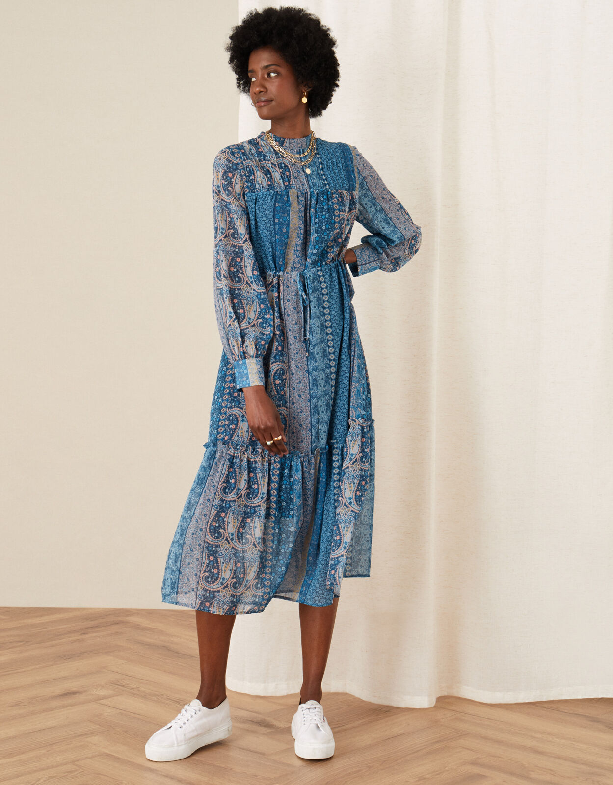 Paisley print online midi dress