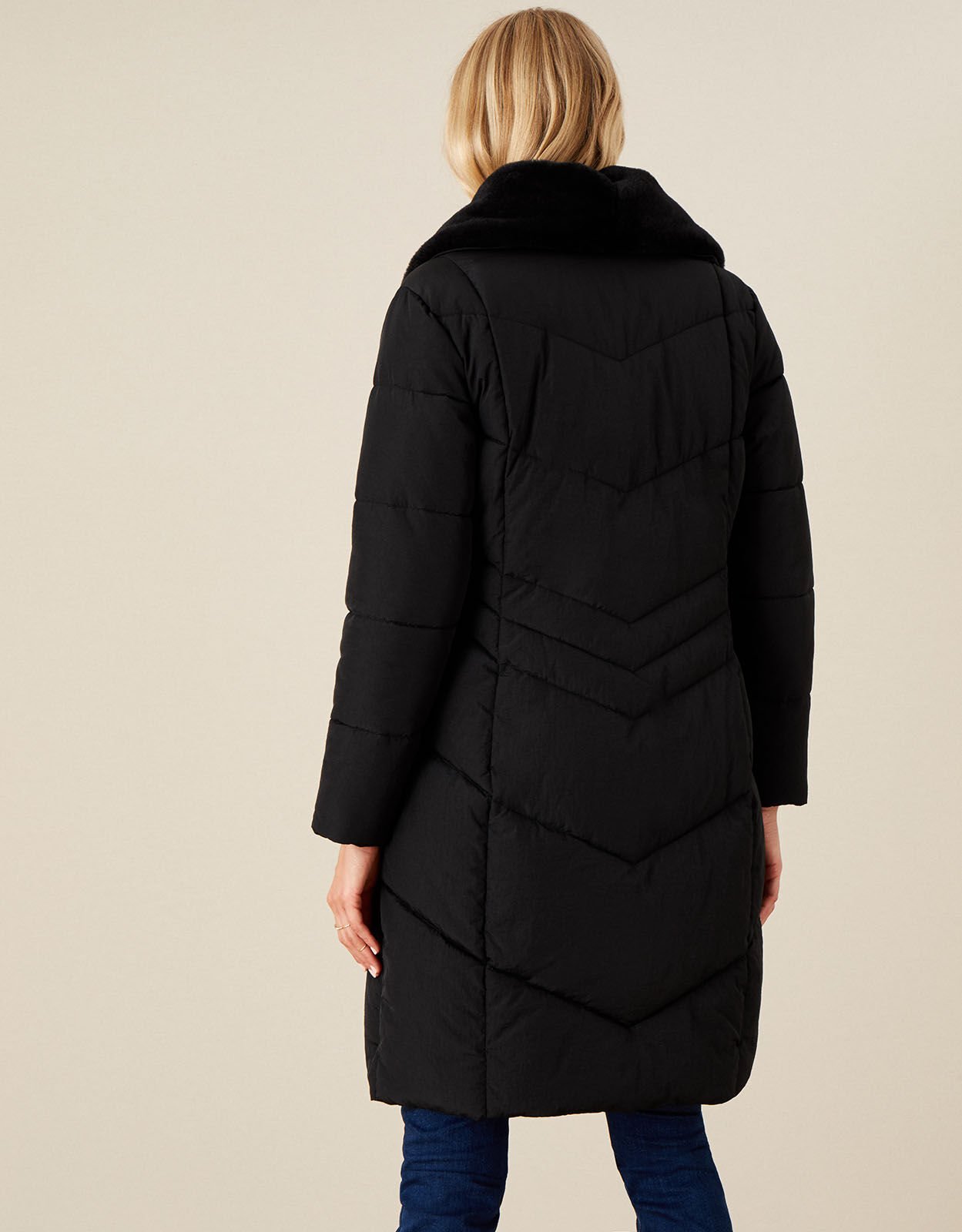 Beverley Faux Fur Collar Coat Black