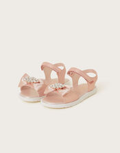 Sequin Bow Sandals , Gold (ROSE GOLD), large