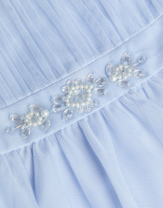 Baby Penelope Embellished Belt Tulle Dress, Blue (BLUE), large