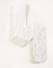 2-Pack Floral Print Tights, Multi (MULTI), large