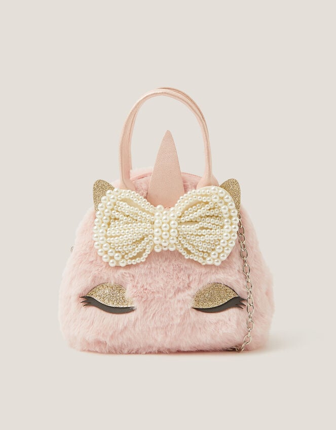Fluffy Bow Unicorn Handbag, , large