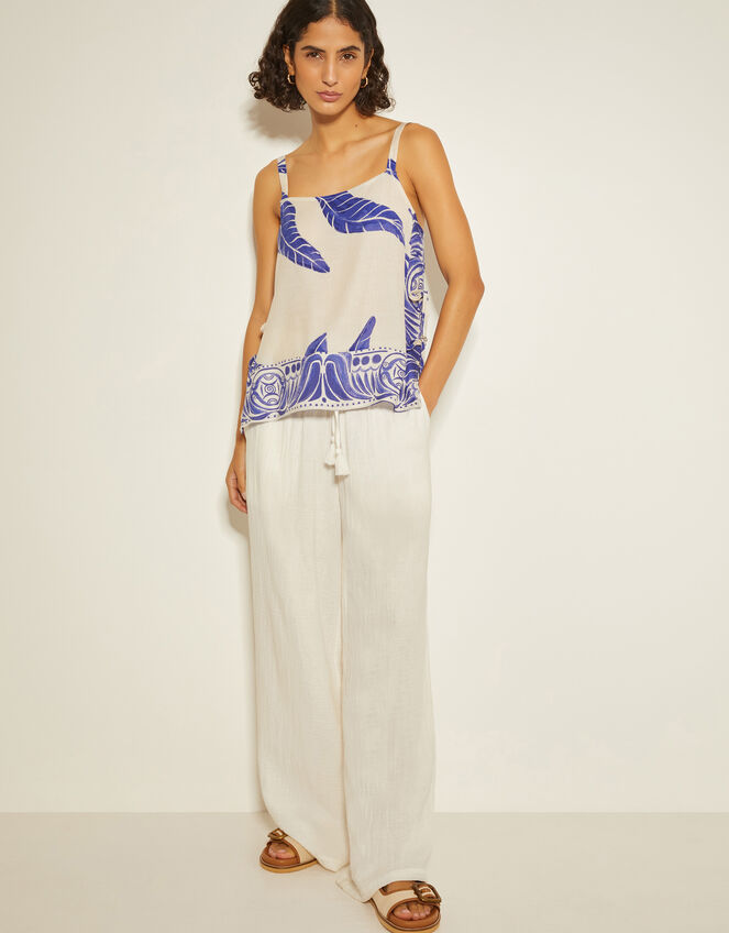 Dinah Leaf Print Cami Top, White (WHITE), large