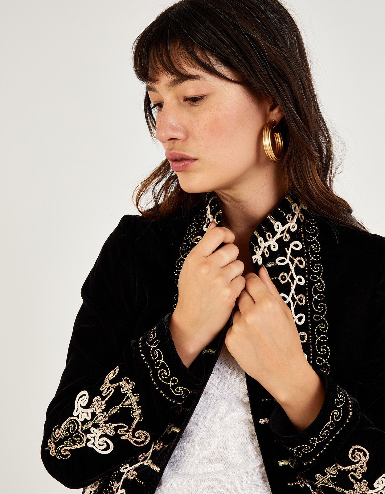Meredith Military Embroidered Jacket Black