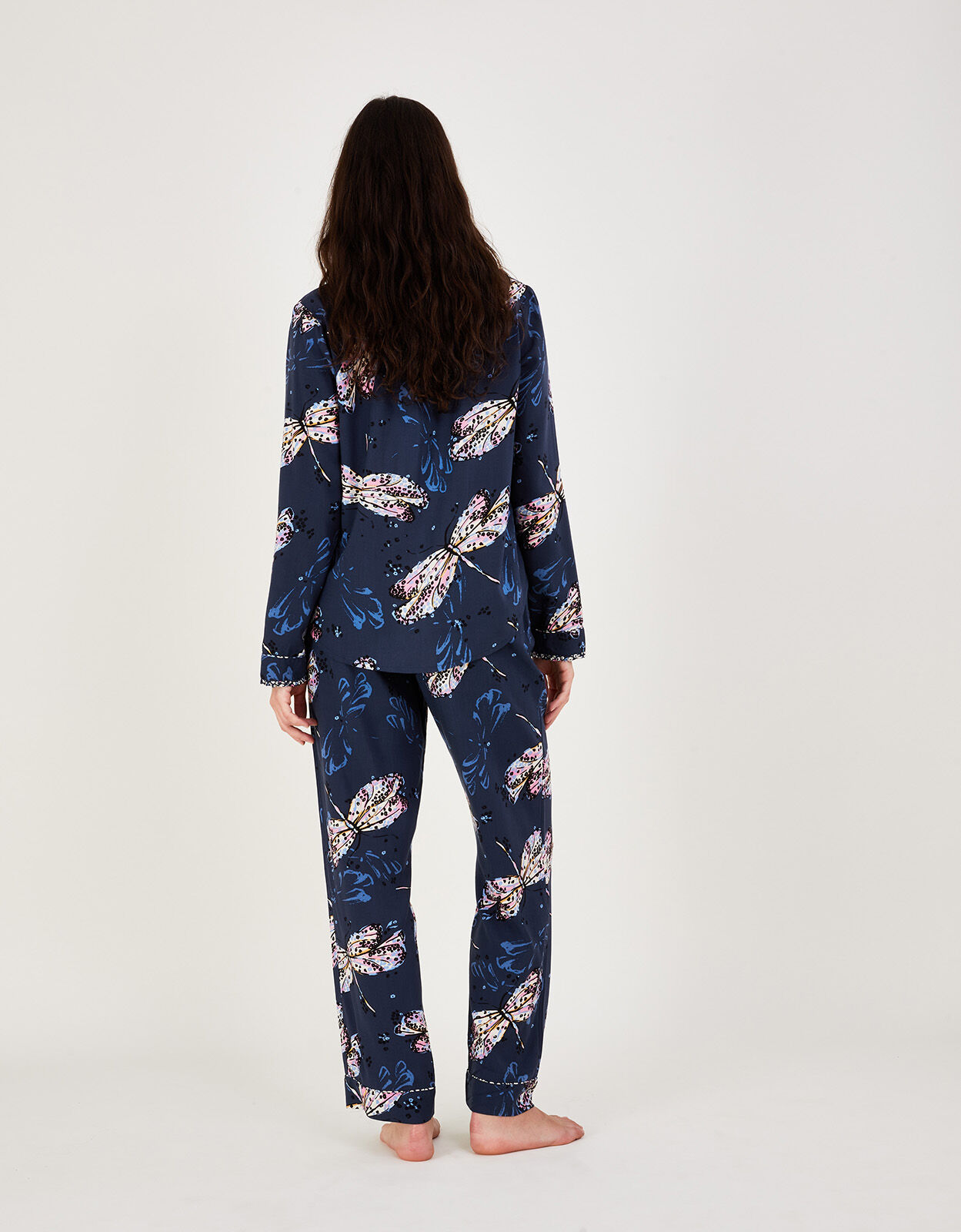 Dragonfly Print Pyjama Set in LENZING ECOVERO Blue