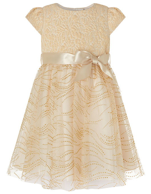 Baby Franceska Jacquard Glitter Dress Gold