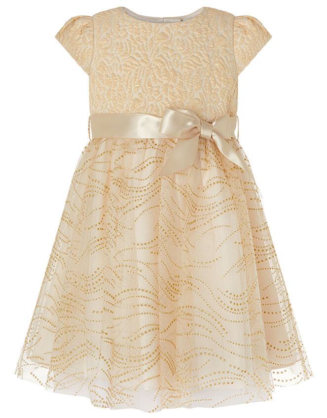 Baby Franceska Jacquard Glitter Dress, Gold (GOLD), large