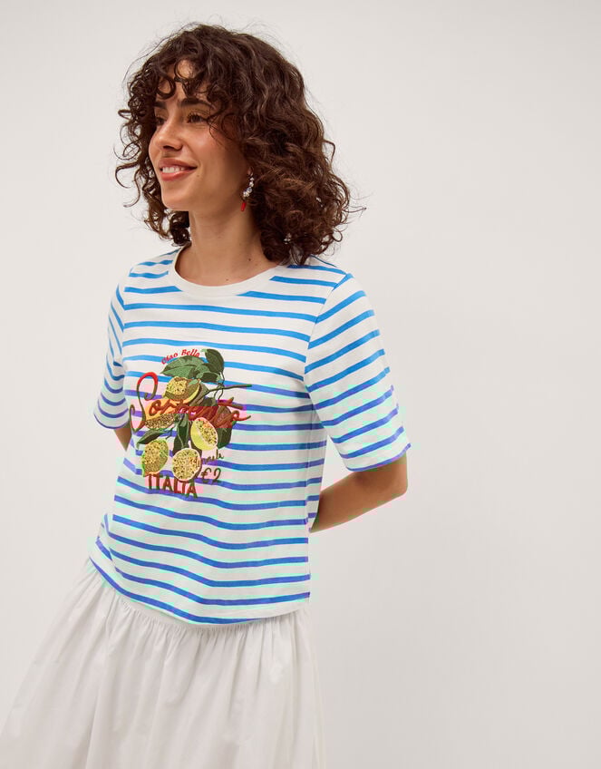 Lindy Sorrento Stripe T-Shirt, Blue (BLUE), large