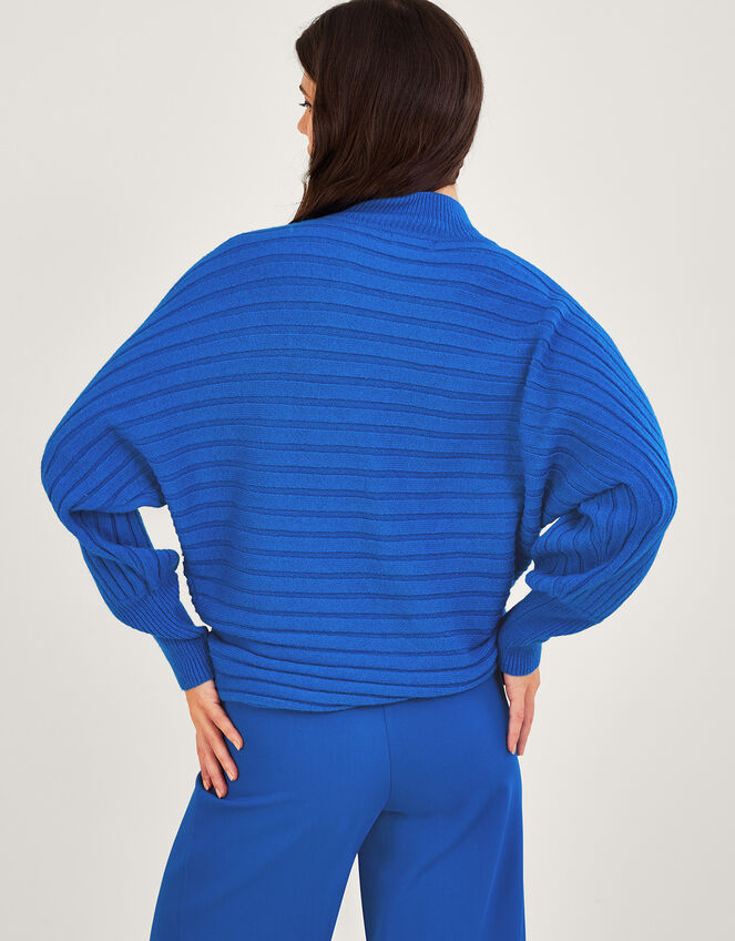 Horizontal Rib Jumper with Recycled Polyester, Blue (COBALT), large