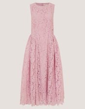 Lydia Sleeveless Lace Midi Dress, Pink (PINK), large
