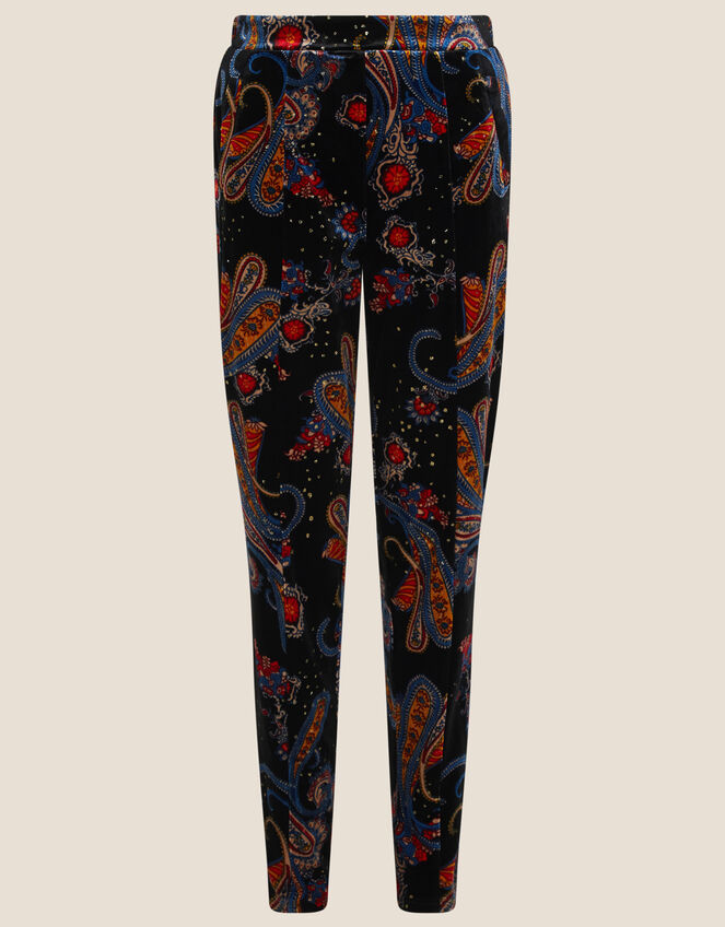 Rowan Paisley Stretch Velvet Trousers, Black (BLACK), large