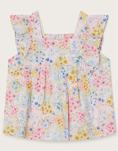 Floral Print Broderie Blouse, Multi (MULTI), large