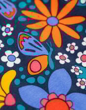 Frugi Sofia Printed Skater Dress, Blue (NAVY), large