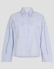 Lilah Cropped Utility Shirt, Blue (BLUE), large