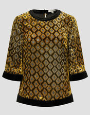 Jade Devor&eacute; Velvet Top, Brown (CHOCOLATE), large