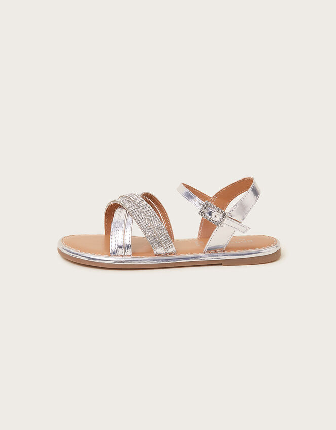 Diamante Cross-Over Sandals, Silver (SILVER), large