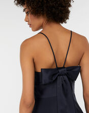 Abbey Satin Bow Midi Dress, Blue (NAVY), large