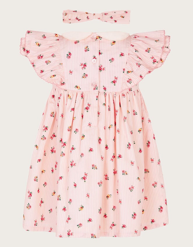 Baby Floral Stripe Dress and Headband Set, Ivory (IVORY), large