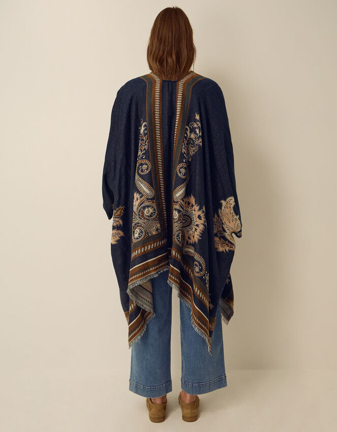 Crissy Jacquard Poncho, Blue (NAVY), large