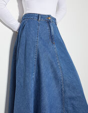 Sara Denim A-Line Midi Skirt, Blue (DENIM BLUE), large