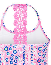 Ava Printed Tankini with Recycled Polyester, Pink (PINK), large