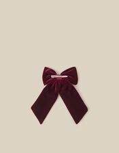 Pearl Charm Velvet Bow Hair Clip, , large